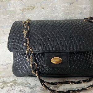 Bally Vintage Quilted Convertible Purse Braided Chain Strap